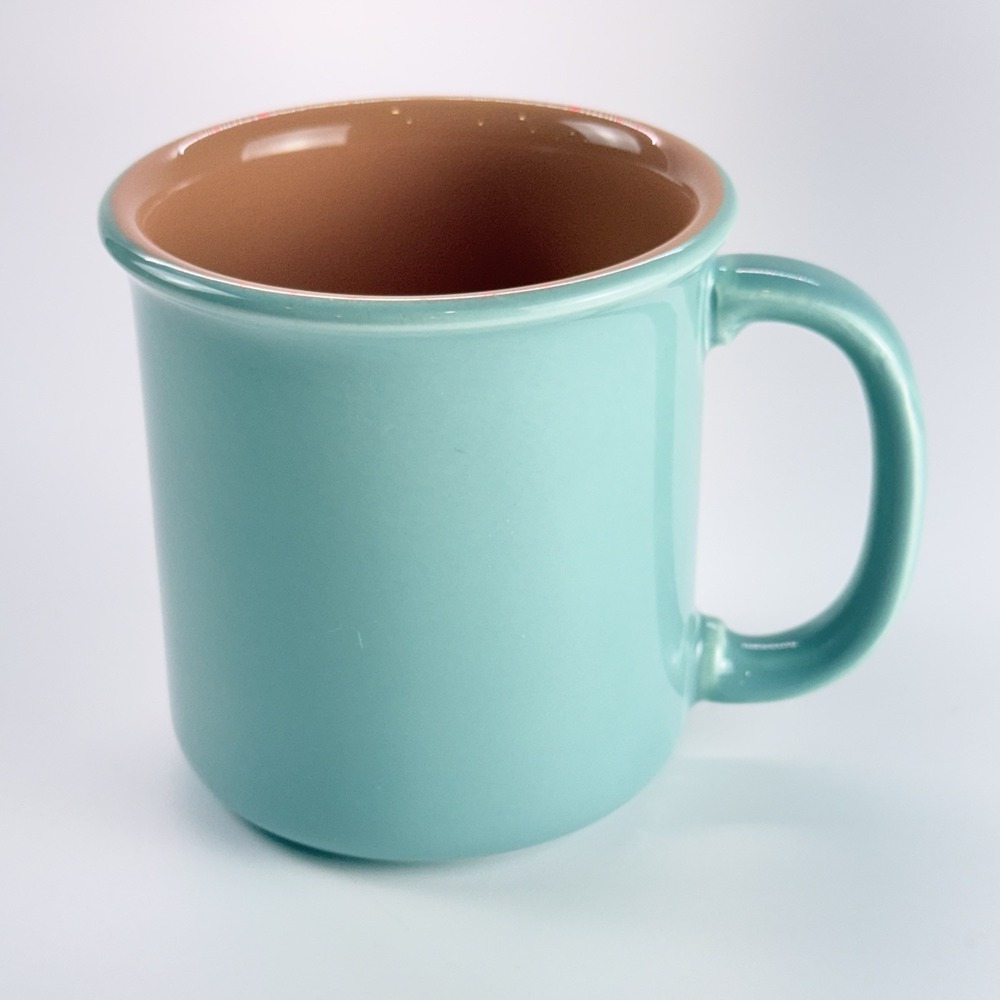 Italian Pagnossin Coffee Mug Turquoise/Teal Terracotta/salmon Tea Cup‎ - Picture 2 of 7